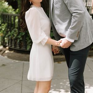 Aritzia Wilfred Swept Dress FALL ENGAGEMENT or BRIDAL long sleeve white dress